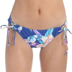 Hobie Floral Side Tie Bikini Bottom NWT size XS Blue Tropical‎ Hipster Swimsuit